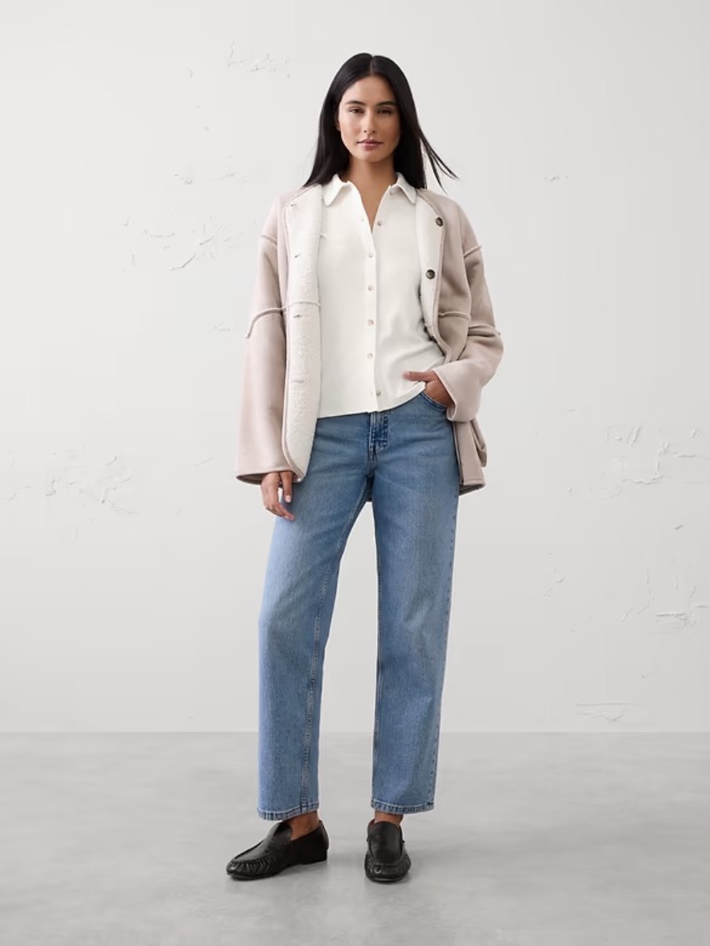 BR Brushed Ribbed Button Down Top, Size XS
